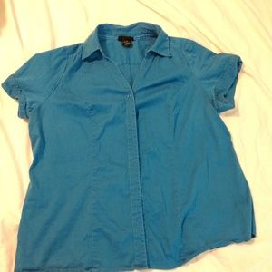 Lane Bryant blue short sleeve button up 20